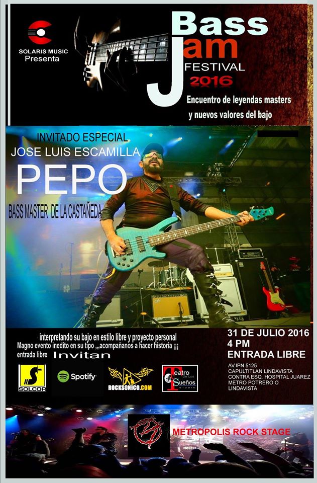 Ahora llega el turno de los Bajistas!

Llega el primer Bass Jam Fest el próximo 31 de Julio al Metrópolis Rock Stage.  La entrada será a partir de l...