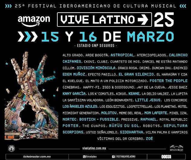 VIVE LATINO 2025 - ¡Celebra 25 años de música! Conoce el cartel